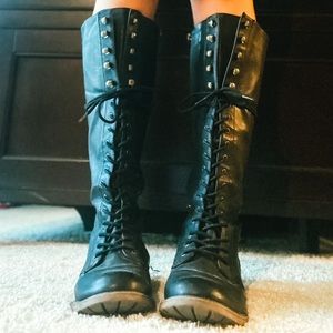 Lace Up Knee High Boots